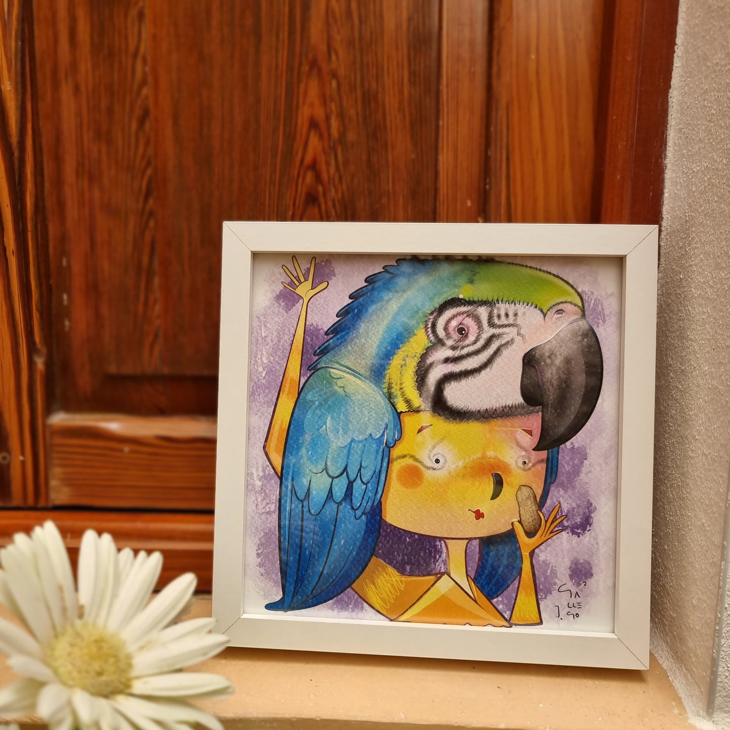 cuadradito Loro azul