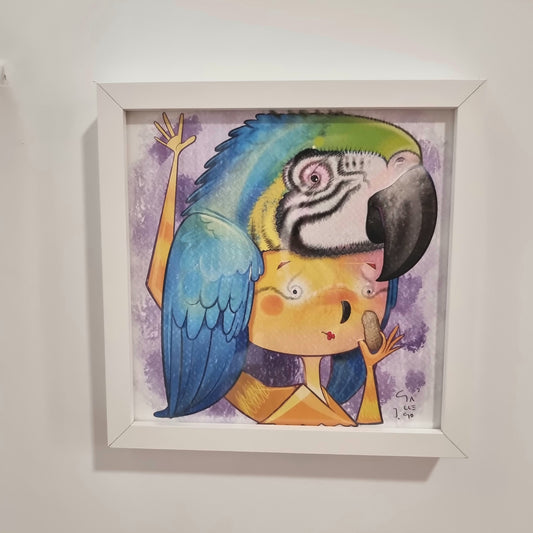 cuadradito Loro azul