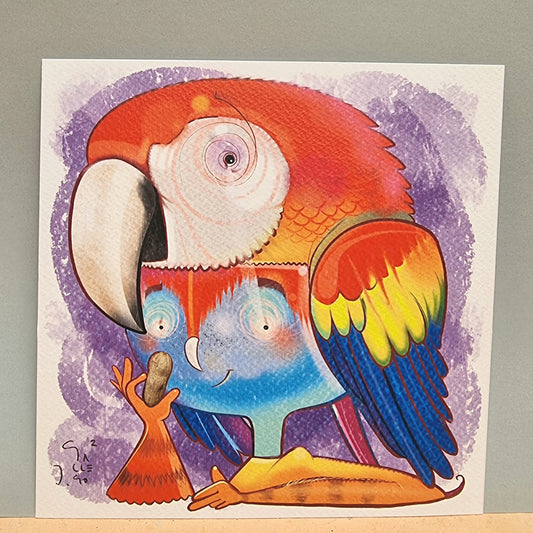 Cuadradito Loro rojo