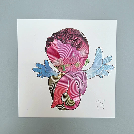 cuadradito angelito rosa