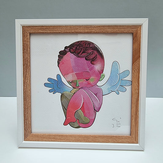 cuadradito angelito rosa