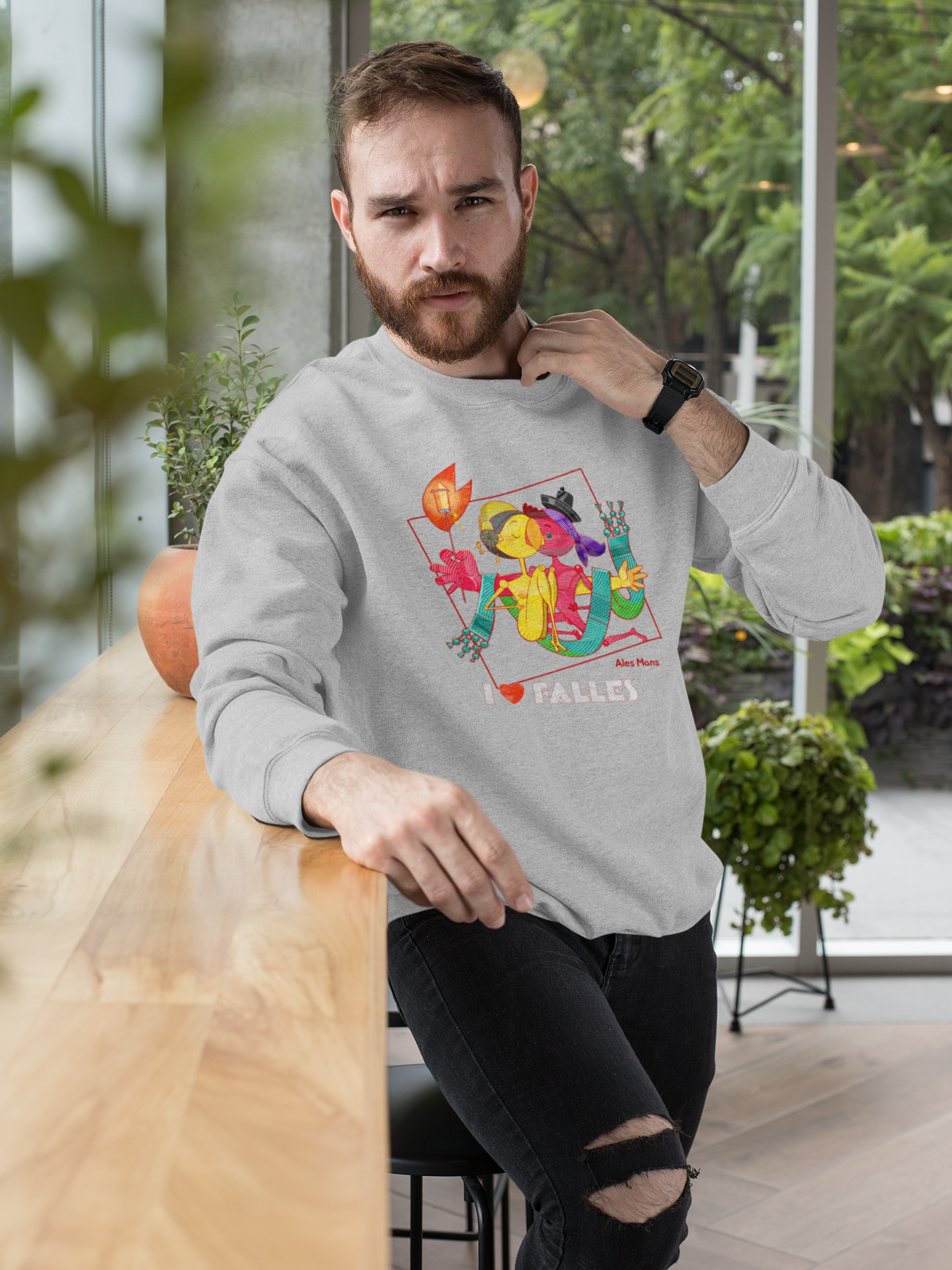 Sudadera I LOVE FALLES gris